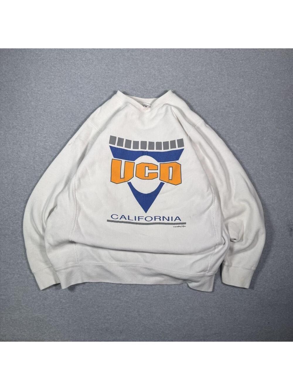 Vintage 90s UCD California Cotton & Acrylic Hoodie with Orange & Blue UCD Logo